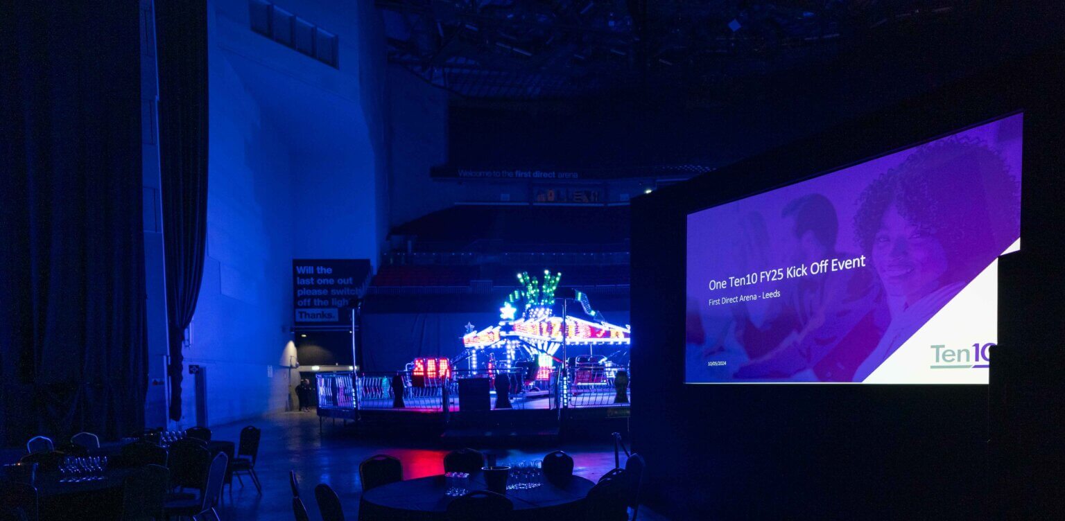 Room, stage and screen layout · AYRE conference production